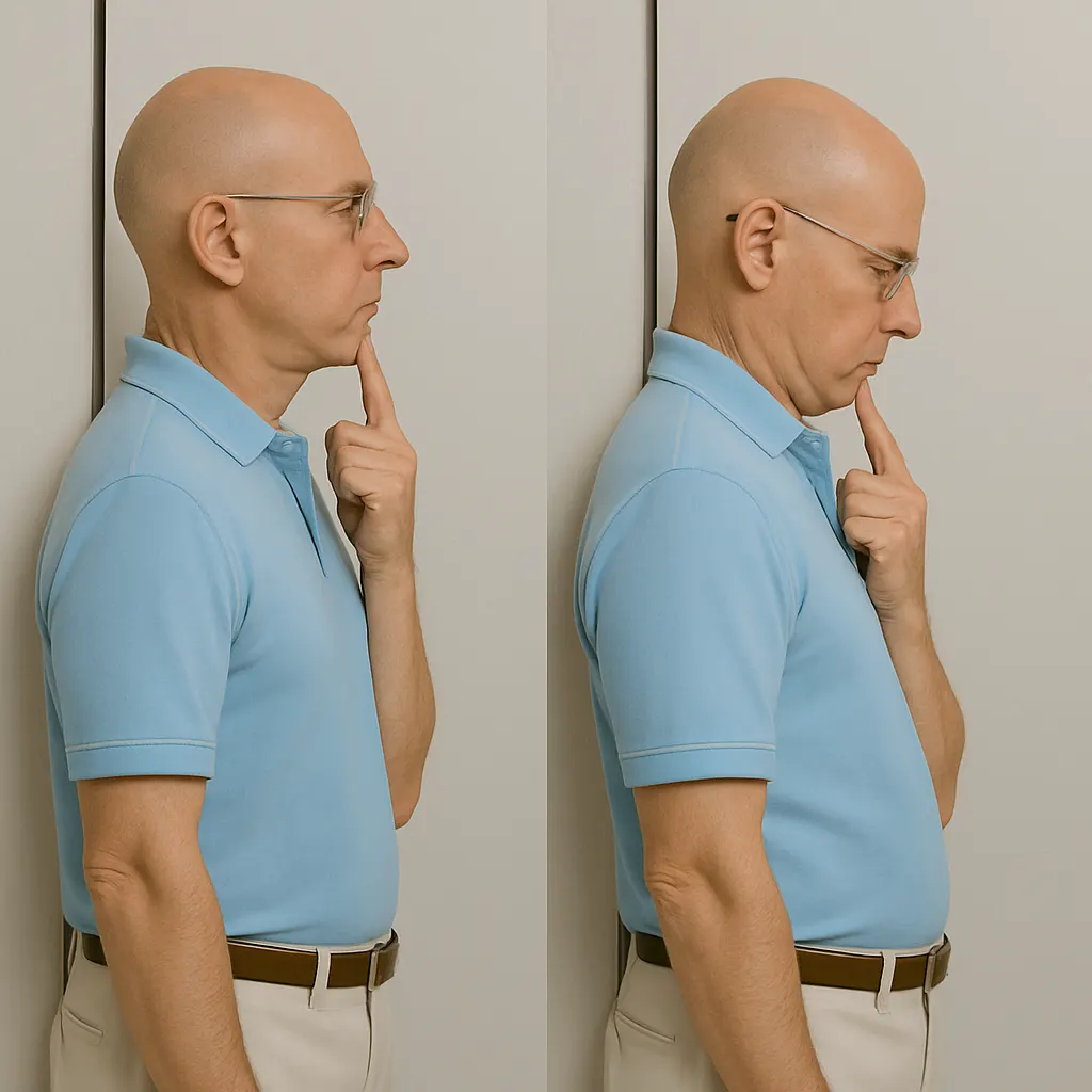 تمارين الانزلاق الغضروفي العنقي - شد الذقن وسحب الرقبة