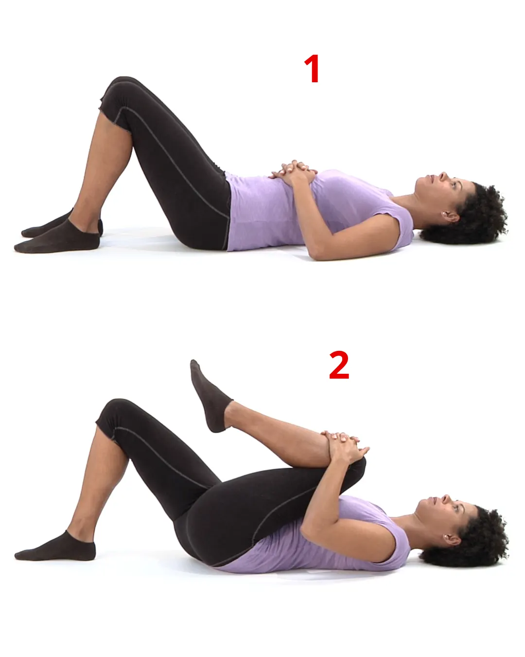 تمارين للانزلاق الغضروفي القطني بالصور - التمدد الطيف من الركبة إلى الصدر