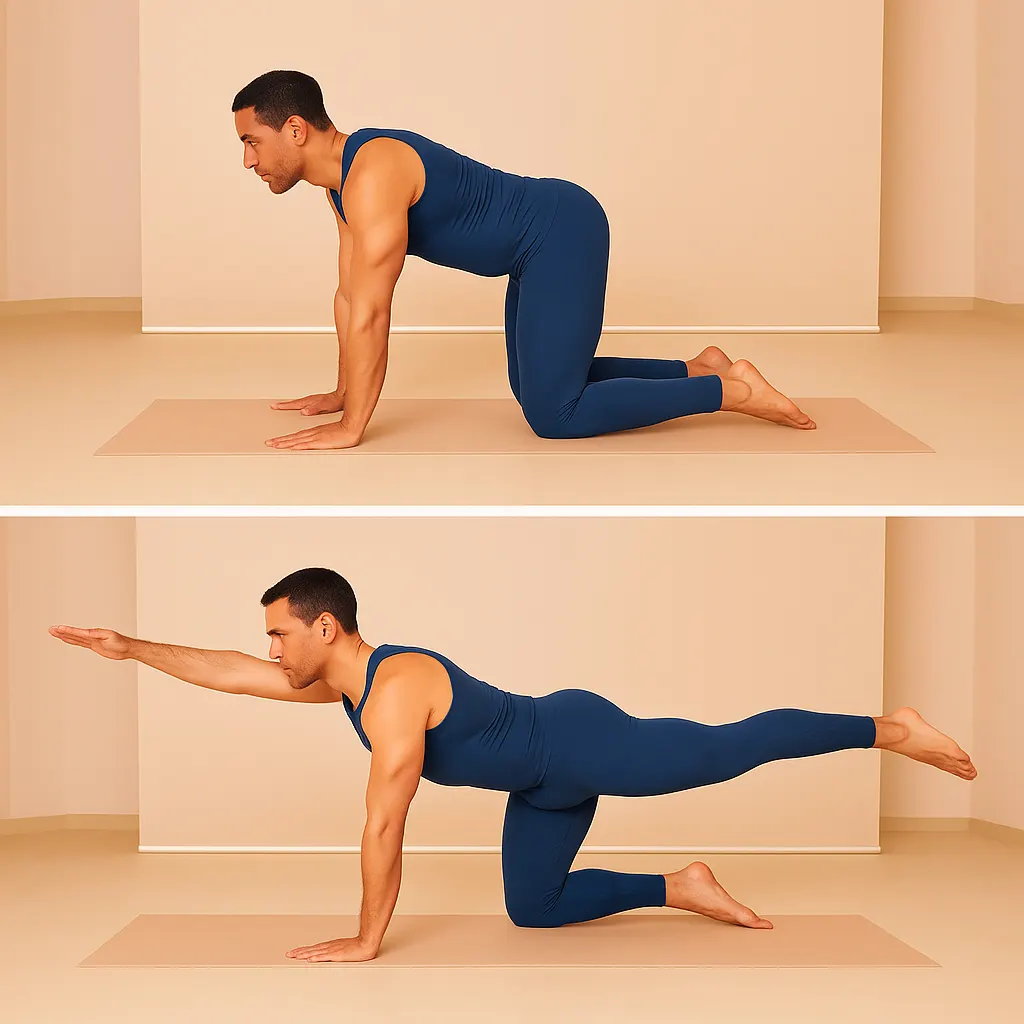 تمارين للانزلاق الغضروفي القطني بالصور - تمرين الكلب الطائر