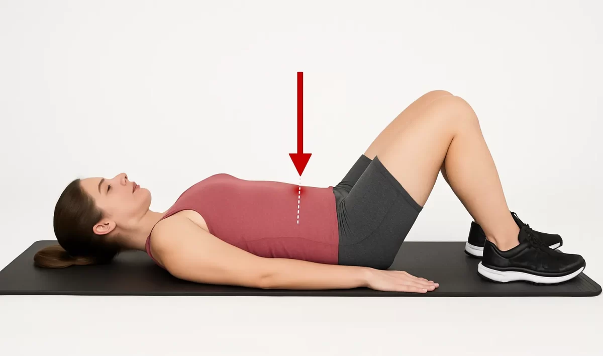 تمارين للانزلاق الغضروفي بالصور - إمالة الحوض أو تقويم البطن